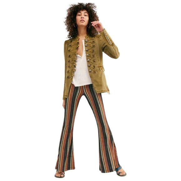 Free People Kitty Flare Pants - Size Small - Multicolor Stripes - Picture 1 of 6